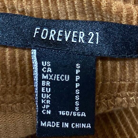 Forever 21 Brown Tan Corduroy Button Down Zip High Rise Mini Skort Skirt Size S - Picture 4 of 5